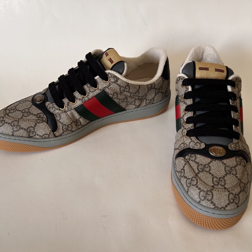 GUCCI Men's Screener Sneaker GG Monogram Beige Ebony Size 9.5 (US) NIB 674530 - Picture 6 of 12